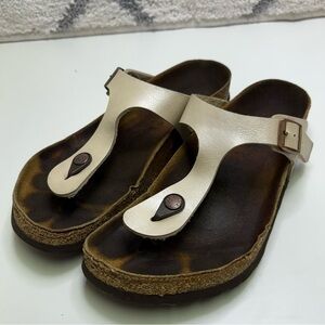 Birkenstock Gizeh Women’s 40 Graceful Pearl White Thong Style Sandals Straps